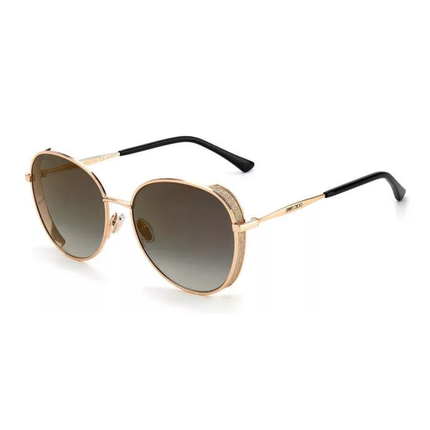 Jimmy Choo FELINE/S DDB58FQ Rose Gold Sunglasses - Pink / Rose frame, Grey Gradient Mirror lens