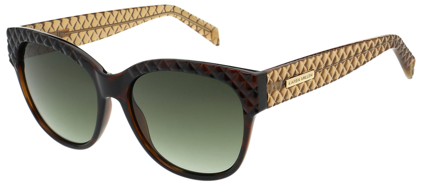Karen Millen KM5058 122 Dark Tortoise Sunglasses - Brown / Tortoise frame, Green lens