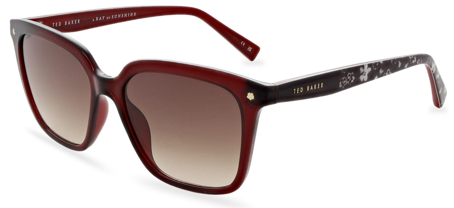 Ted Baker TB1676 249 Floral Red Sunglasses - Red / Burgundy frame, Gradient Brown Lens