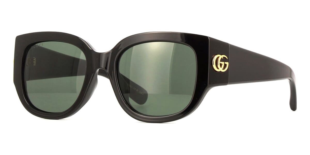 Gucci GG1599SA 001 Black Sunglasses - Black frame, Green lens