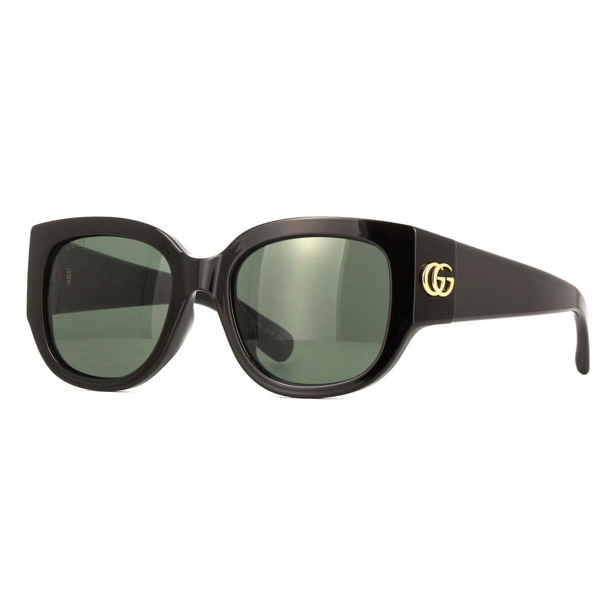 Gucci GG1599SA 001 Black Sunglasses - Black frame, Green lens