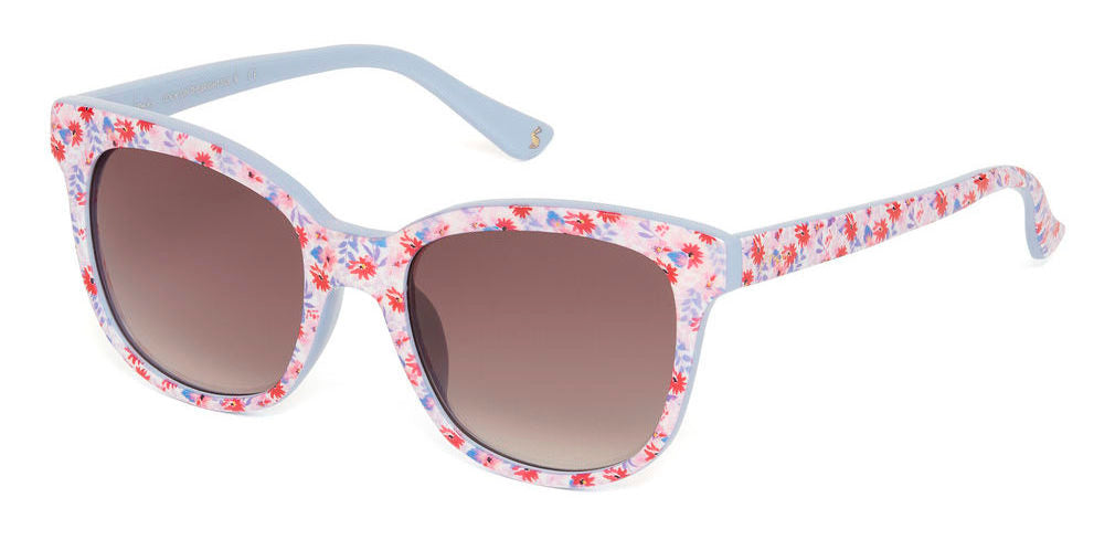 Joules JS7056 881 Blue White Floral Sunglasses - Blue frame, Brown lens
