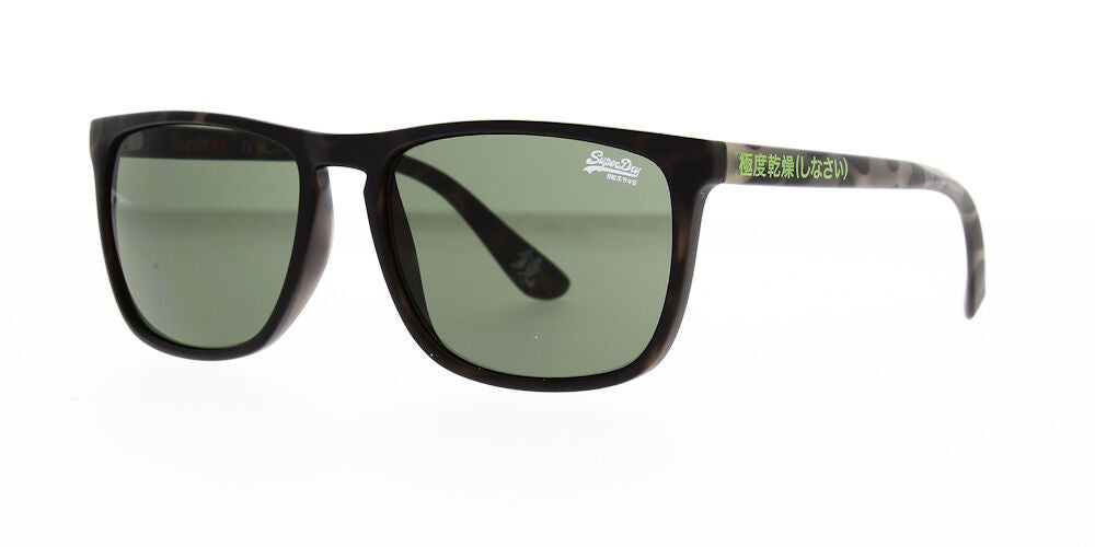 Superdry SDS-SHOCKWAVE-102 Satin Spotted Havana Sunglasses - Brown / Tortoise frame, Green lens