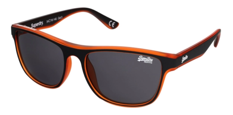 Superdry SDS-ROCKSTEP-104 Black Orange Sunglasses - Black frame, Grey lens