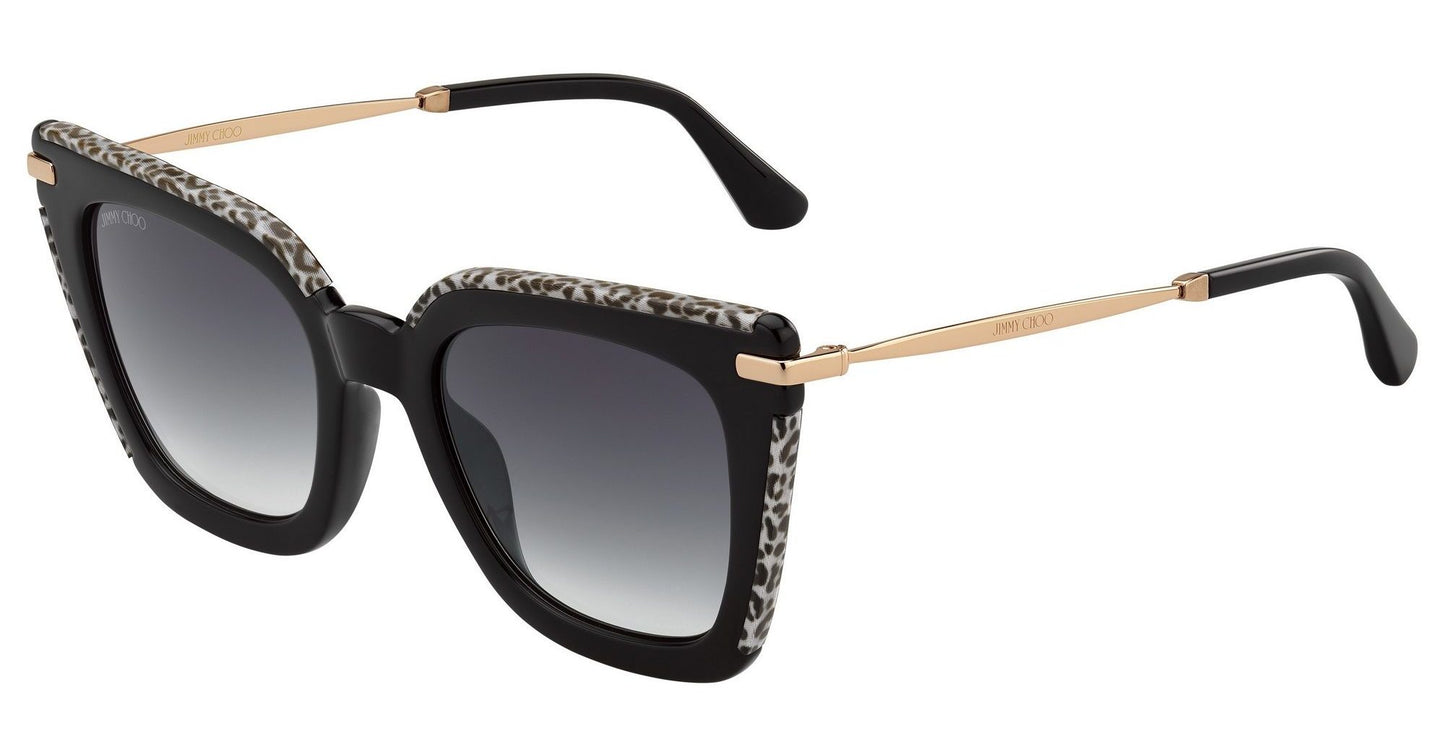 Jimmy Choo CIARA/G/S FP3 BKGD BK LEOP Black Leopard Sunglasses - Black frame, Grey Gradient lens