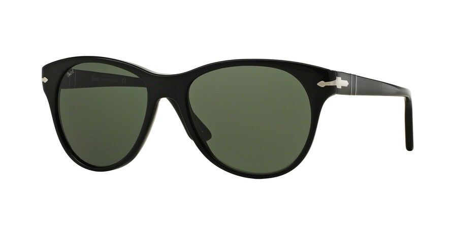 Persol 0PO3134S 95/31 54 Black Sunglasses - Black frame, Green lens