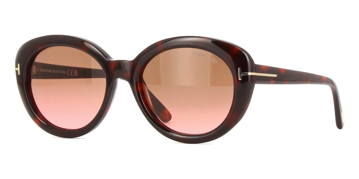 Tom Ford FT1009/S 54B Shiny Dark Havana Sunglasses - Brown / Tortoise frame, Pink lens