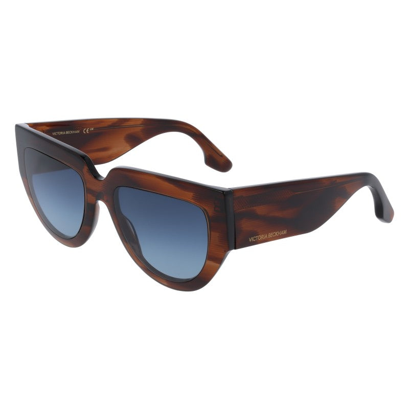 Victoria Beckham VB679S (227) Brown Horn Sunglasses - Brown frame, Blue lens