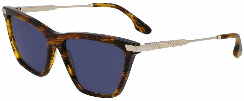 Victoria Beckham VB663S (736) Brown/Yellow Sunglasses - Brown frame, Blue lens
