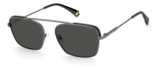 Polaroid PLD 6131/S R80.M9 MT Grey Sunglasses - Silver / Gunmetal frame, Grey lens