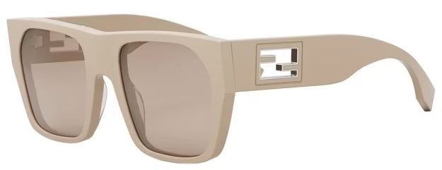 Fendi FE40124F 5757E Biege Sunglasses - Biege frame, Brown lens