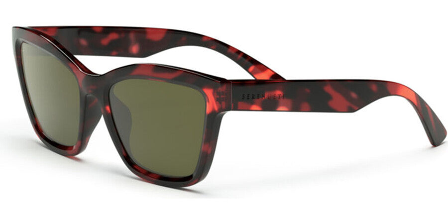 Serengeti SS537004 Shiny Red Tortoise Sunglasses - Brown / Tortoise frame, Green lens