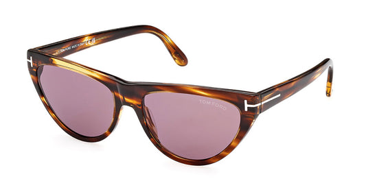 Tom Ford FT0990/S 55Y Brown Sunglasses - Brown / Tortoise frame, Purple lens