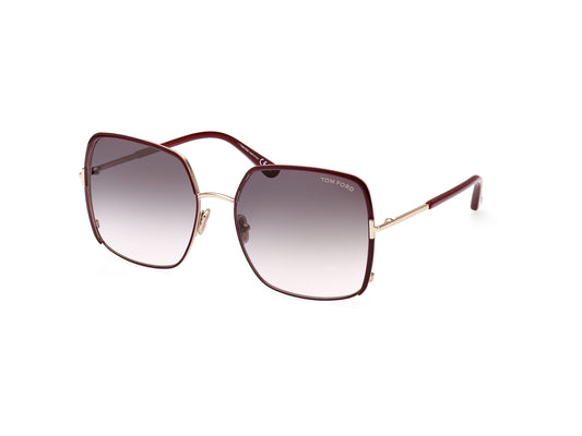 Tom Ford FT1006/S 69W Bordeaux Sunglasses - Red / Burgundy frame, Grey lens