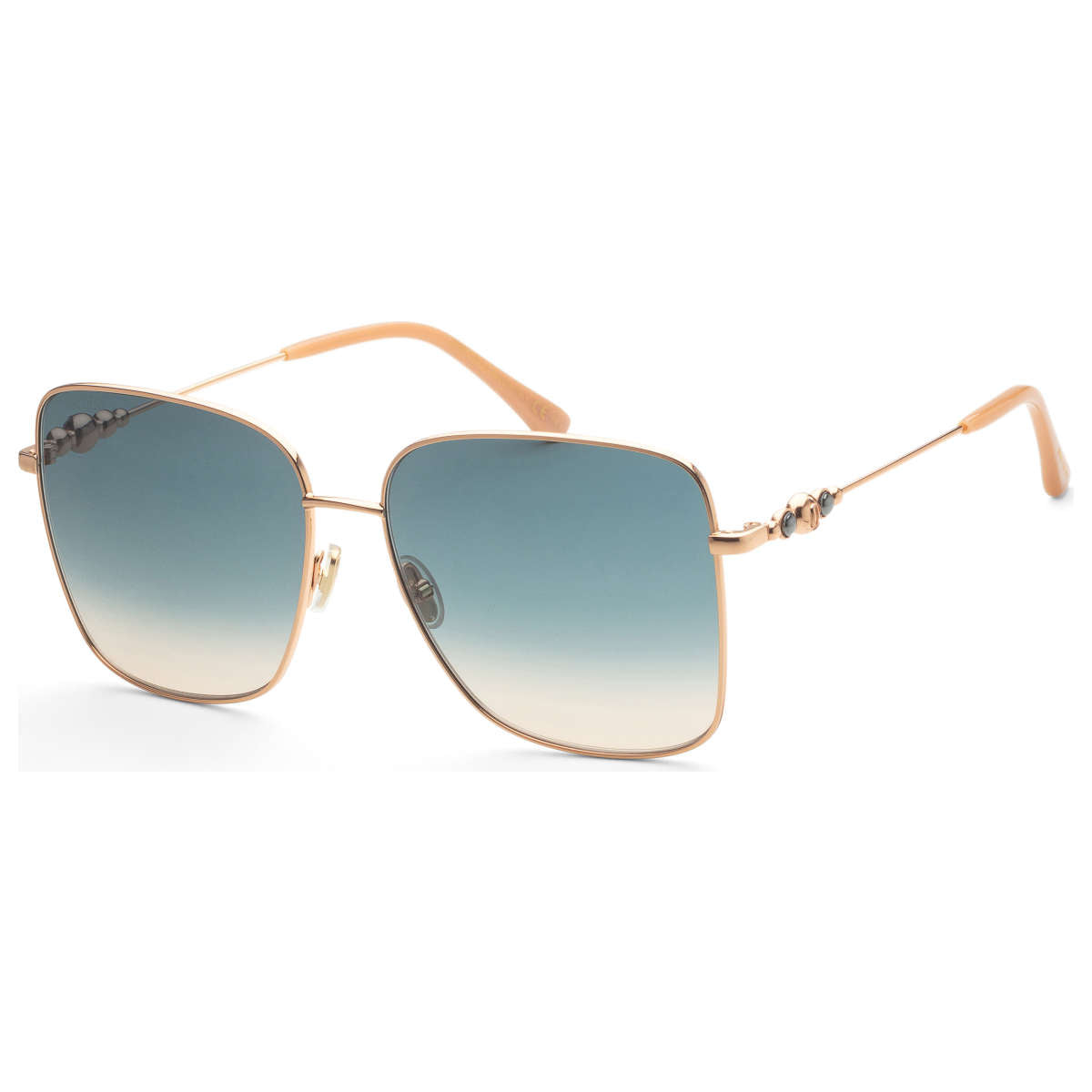 Jimmy Choo HESTER/S BKUI4 Gold Nude Sunglasses - Clear / Nude frame, Blue lens