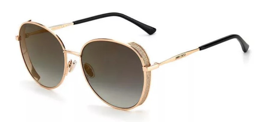 Jimmy Choo FELINE/S DDB58FQ Rose Gold Sunglasses - Pink / Rose frame, Grey Gradient Mirror lens