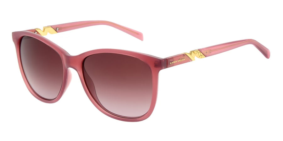 Karen Millen KM5057 200 Rose Pink Sunglasses - Pink / Rose frame, Brown lens