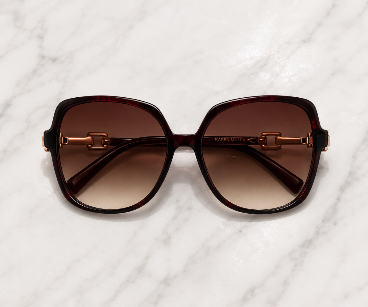 Karen Millen KM5065 237 Dark Red Horn Sunglasses