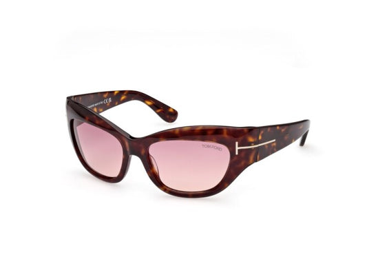 Tom Ford FT1065 52T Dark Havana Sunglasses - Brown / Tortoise frame, Bordeaux lens