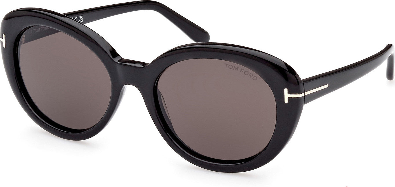 Tom Ford FT1009/S 01A Shiny Black Sunglasses - Black frame, Grey lens