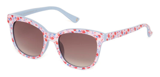 Joules JS7056 881 Blue White Floral Sunglasses - Blue frame, Brown lens