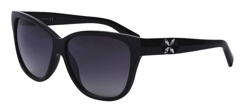 Swarovski SK0188/S 01B Shiny Black Sunglasses - Black frame, Grey lens