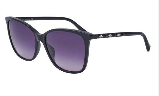 Swarovski SK0222/S 01B Shiny Black Sunglasses - Black frame, Grey lens