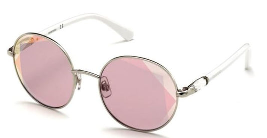Swarovski SK0260/S 16U Shiny Palladium Sunglasses - Silver / Gunmetal frame, Pink lens
