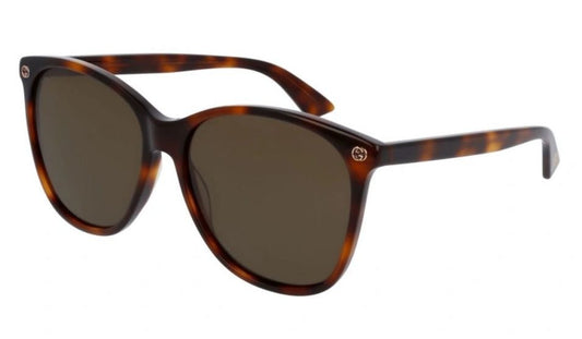 Gucci GG0024S-002 58 Havana Sunglasses - Brown / Tortoise frame, Brown lens