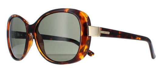 Ted Baker TB1343 169 57 Havana Sunglasses - Brown / Tortoise frame, Green lens