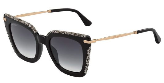 Jimmy Choo CIARA/G/S FP3 BKGD BK LEOP Black Leopard Sunglasses - Black frame, Grey Gradient lens