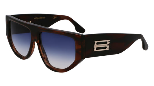 Victoria Beckham VB676S (227) Brown Horn Sunglasses - Brown frame, Blue lens
