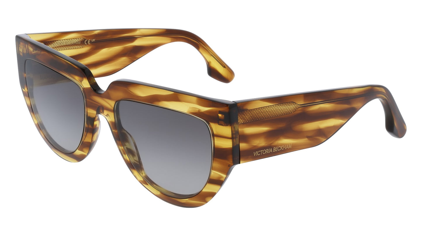 Victoria Beckham VB679S (224) Stripped Tabacco Sunglasses - Brown frame, Grey lens