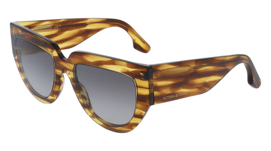 Victoria Beckham VB679S (224) Stripped Tabacco Sunglasses - Brown frame, Grey lens